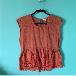 coral peplum top